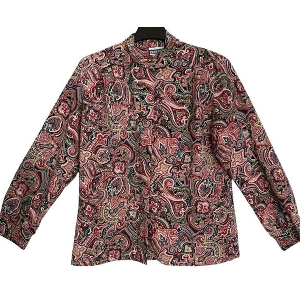 Pendleton Top Womens Size 12 Paisley Button Front Long Sleeve Y2K Vintage